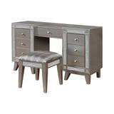 Everly Quinn Ajinkya Vanity Set w/ Stool Wood in Brown/Gray | 31.75 H x 55 W x 17.55 D in | Wayfair BC19EFEF80D84DD0A14F277BA5D645E4