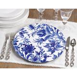 Charlton Home® Araceli Floral 14" Charger Plastic in Blue/White | 14 W in | Wayfair A5928D29353A4E1B83A4349C761C12CB