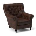 Armchair - Birch Lane™ Lexa 35.5" Wide Tufted Leather Armchair Genuine Leather/Fabric in Gray/Brown | 36 H x 35.5 W x 39 D in | Wayfair