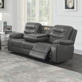 Red Barrel Studio® Dekwon 89.25" Pillow Top Arm Reclining Sofa Faux Leather in Black | 40.75 H x 89.25 W x 40.25 D in | Wayfair