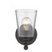 Breakwater Bay Hogue 1-Light Armed Sconce Glass/Metal in Black | 8.25 H x 5 W x 6.75 D in | Wayfair B38677C159664F3F9A72652FD286D150