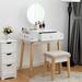 Ebern Designs Waylon Wooden Vanity Set w/ Mirror Wood in Brown/White | 49.5 H x 27.5 W x 17 D in | Wayfair 9BA50E2660794F168314B5FBF3FC6D9E