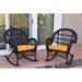 Darby Home Co Berchmans Wicker Rocker Chair w/ Cushions in Orange/Black | 36 H x 35 W x 29 D in | Outdoor Furniture | Wayfair