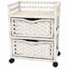 Bay Isle Home™ Aimee 2 Drawer Rolling Storage Chest Solid Wood/Wicker in White | 22 H x 17.25 W x 12.5 D in | Wayfair