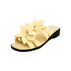 Wide Width Women's The Paula Slip On Sandal by Comfortview in Pale Yellow (Size 9 1/2 W)