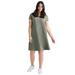 Plus Size Women's A-Line Tee Dress by ellos in Olive Grey (Size 26/28)