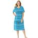 Plus Size Women's Long Print Sleepshirt by Dreams & Co. in Caribbean Blue Stripe (Size 7X/8X) Nightgown