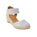 Wide Width Women's The Abra Espadrille by Comfortview in White Metallic (Size 10 W)