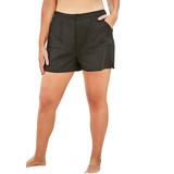 Plus Size Women's Cargo Swim Shorts with Side Slits by Swim 365 in Black (Size 16) Swimsuit Bottoms