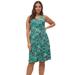 Plus Size Women's Fit and Flare Knit Dress by ellos in Green Black Print (Size 3X)