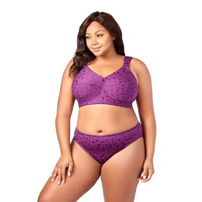 Plus Size Women's Jacquard Softcup Bra by Elila in Aubergine (Size 48 I)