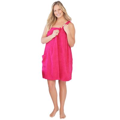 Plus Size Women's Dreams & Co.® Terry Towel Wrap by Dreams & Co. in Pink Burst (Size 26/28) Robe