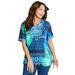 Plus Size Women's Ethereal Tee by Catherines in Blue Tropical (Size 1X)