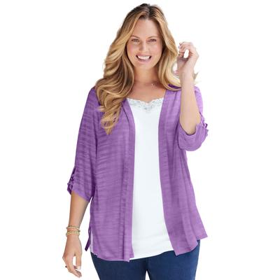 Plus Size Women's Shadow Stripe Cardigan by Catherines in Lolanthe (Size 0X)