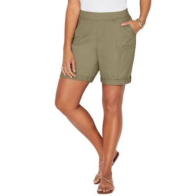 Plus Size Women's Stretch Knit Waist Cargo Short by Catherines in Clover Green (Size 1X)