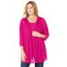 Plus Size Women's Shadow Stripe Cardigan by Catherines in Deep Tango Pink (Size 2X)