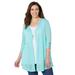 Plus Size Women's Shadow Stripe Cardigan by Catherines in Aqua (Size 5X)