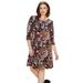 Plus Size Women's Madison 3/4 Sleeve Dress by ellos in Black Floral Print (Size 2X)