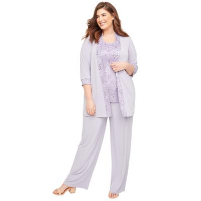 Plus Size Women's 3-Piece Lace Gala Pant Suit by C...