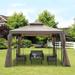 Outsunny 10 Ft. W x 10 Ft. D Steel Patio Gazebo Metal/Steel/Soft-top in Brown | 108.25 H x 118 W x 118 D in | Wayfair 84C-028BN