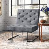 Slipper Chair - Steelside™ Klara 29.33" Wide Tufted Velvet Slipper Chair Velvet in Gray/Black | 34.37 H x 29.33 W x 32.01 D in | Wayfair