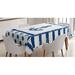 East Urban Home Grunge Murky Boat Anchor Silhouette w/ Polka & Stripe Retro Navy Theme Art Tablecloth Polyester in Blue/Gray | 60 D in | Wayfair