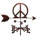 Gracie Oaks Siannah Peace Sign Symbol Woodstock Weathervane Metal/Steel in Brown/Gray | 30 H x 21 W x 15.5 D in | Wayfair