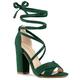 Allegra K Women Crisscross Front Block Heeled Lace Up Sandals Green 7.5 UK/Label Size 9.5 US