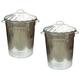 Srendi® 2 x 90L 90 Litre Large Galvanised Metal Bin Home Garden Industrial Rubbish Waste Dustbin Feed Storage