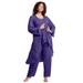 Plus Size Women's Three-Piece Beaded Pant Suit by Roaman's in Midnight Violet (Size 18 W) Sheer Jacket Formal Evening Wear