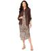Plus Size Women's Three-Quarter Sleeve Jacket Dress Set with Button Front by Roaman's in Natural Animal Print (Size 24 W)