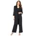 Plus Size Women's Three-Piece Lace & Sequin Duster Pant Set by Roaman's in Black (Size 18 W) Formal Evening