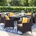 Sol 72 Outdoor™ Brentwood Outdoor Patio 9 Piece Dining Set w/ Cushions Glass | 29.5 H x 82.5 W x 39.5 D in | Wayfair