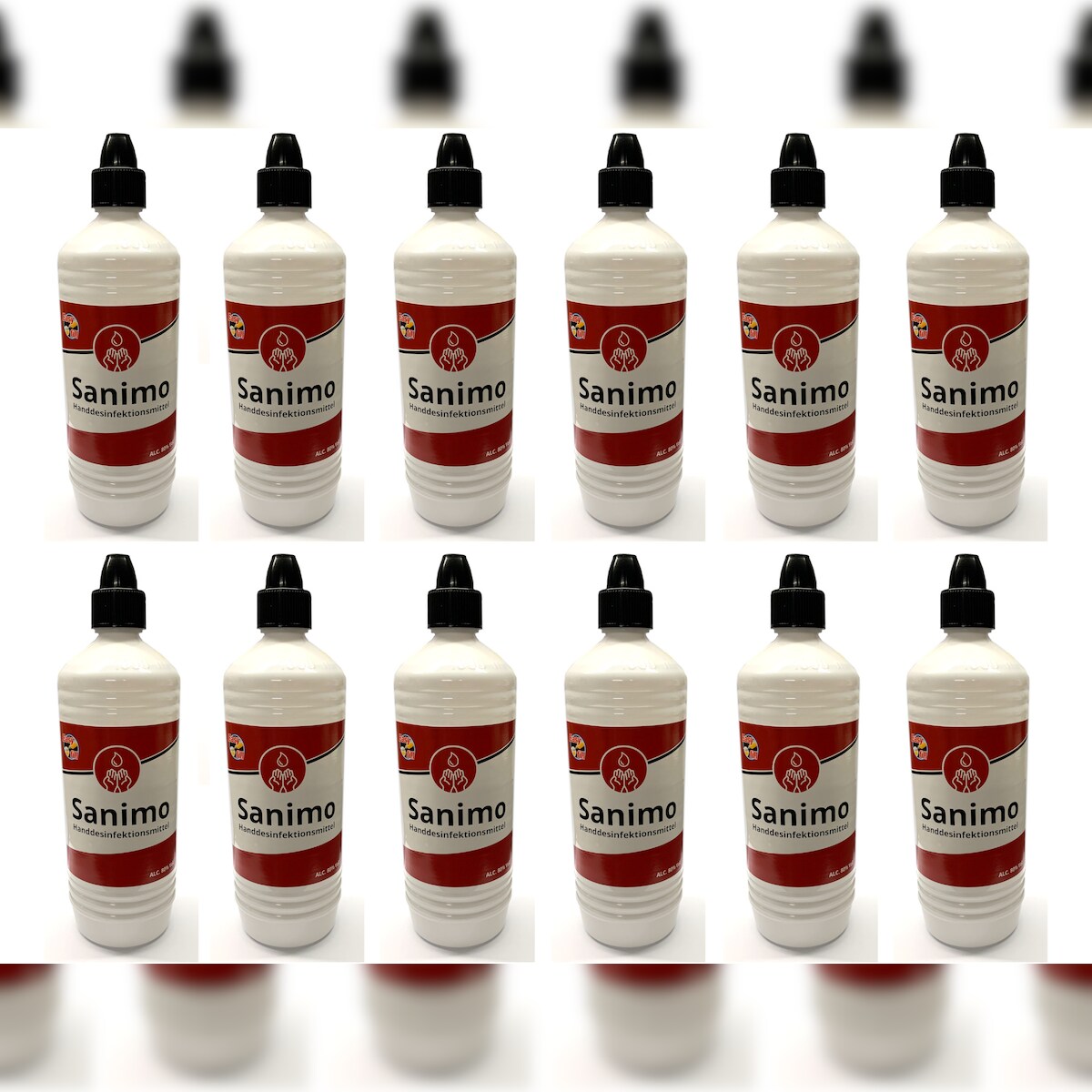 Moritz 12x 1000ml Sanimo Handdesinfektionsmittel - anwendungsfertig - nach Rezept der WHO Desinfektionsmittel Hände Nachfüllflasche Image