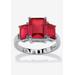 Women's Sterling Silver 3 Square Simulated Birthstone Ring by PalmBeach Jewelry in July (Size 5)