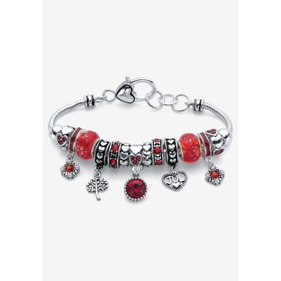 Women's Antique Silvertone Simulated Birthstone 8" Charm Bracelet by PalmBeach Jewelry in July