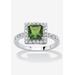 Women's Simulated Birthstone and Crystal Halo Ring in Sterling Silver by PalmBeach Jewelry in August (Size 6)