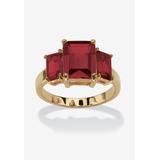 Women's Yellow Gold-Plated Simulated Emerald Cut Birthstone Ring by PalmBeach Jewelry in January (Size 5)