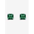 Women's Sterling Silver Stud Princess Cut Simulated Birthstone Stud Earrings by PalmBeach Jewelry in May