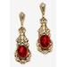 Women's Gold Tone Antiqued Oval Cut Simulated Birthstone Vintage Style Drop Earrings by PalmBeach Jewelry in January