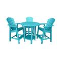 Latitude Run® Glodine Outdoor Bar Table & Chairs Set - Poly Outdoor Furniture Plastic in Blue | 38 H x 35.5 W x 35.5 D in | Wayfair