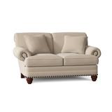 Canora Grey Ballester 65" Rolled Arm Loveseat w/ Reversible Cushions Wood/Velvet/Polyester/Other Performance Fabrics in Brown | Wayfair