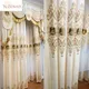 Rideaux en chenille brodés européens beiges tulle blanc cantonnière personnalisée rideaux de luxe