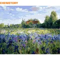 CHENISTcocktail-Peinture à l'huile par numéros de fleurs violettes tableau d'art mural de paysage
