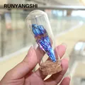 Runyangkr-Tourmaline en cristal naturel galvanoplastie plume de queue de paon bleu bouteille de