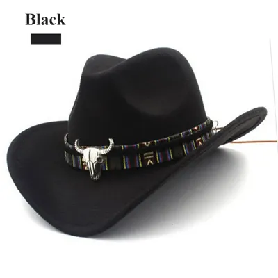 Chapeau de cowboy occidental de style ethnique avec décor en forme de taureau chapeau de jazz de