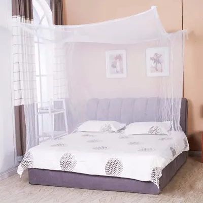 Moustiquaire à quatre angles pour lit d'étudiant filet blanc queen king jumeau