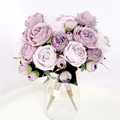 1 Bouquet 9 têtes fleurs artificielles pivoine thé Rose automne soie fausses fleurs pour bricolage