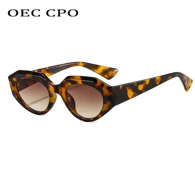 OEC CPO-Lunettes de soleil ovales pour femmes vintage œil de chat steampunk léopard orange