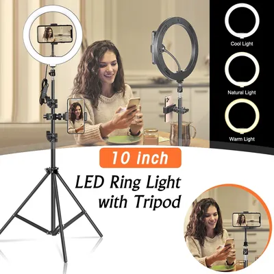 Anneau lumineux LED 10 pouces avec trépied éclairage annulaire pour studio photo vidéo YouTube et